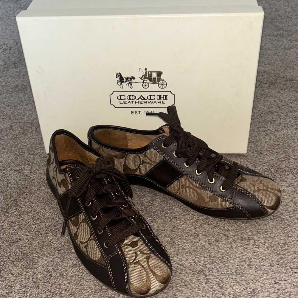 Coach Women's Brown and Tan Signature Sneakers